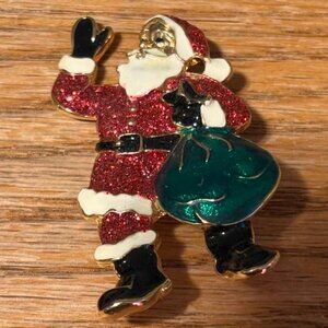 Sparkling Santa Claus Christmas Pin